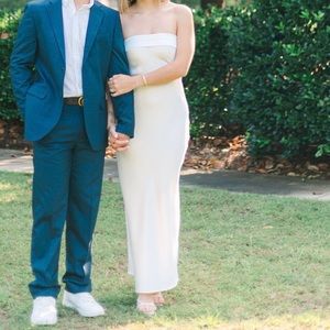 Hello Molly White Silk Strapless Dress